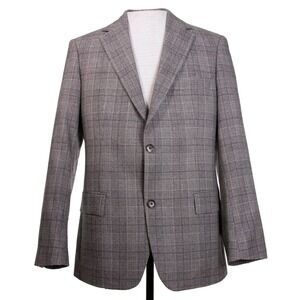 Hugo Boss "Pasolini" Mens 38R Gray Glen Plaid Wool Blazer Jacket Sport Coat